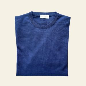 Girocollo in lana rasata<br>Blu Navy